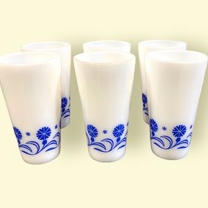 Vintage MCM Set of 6 Hazel Atlas Milk Glass Glasses